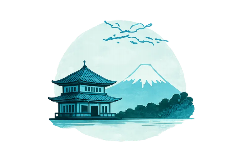 Pagode et montagne en Asie