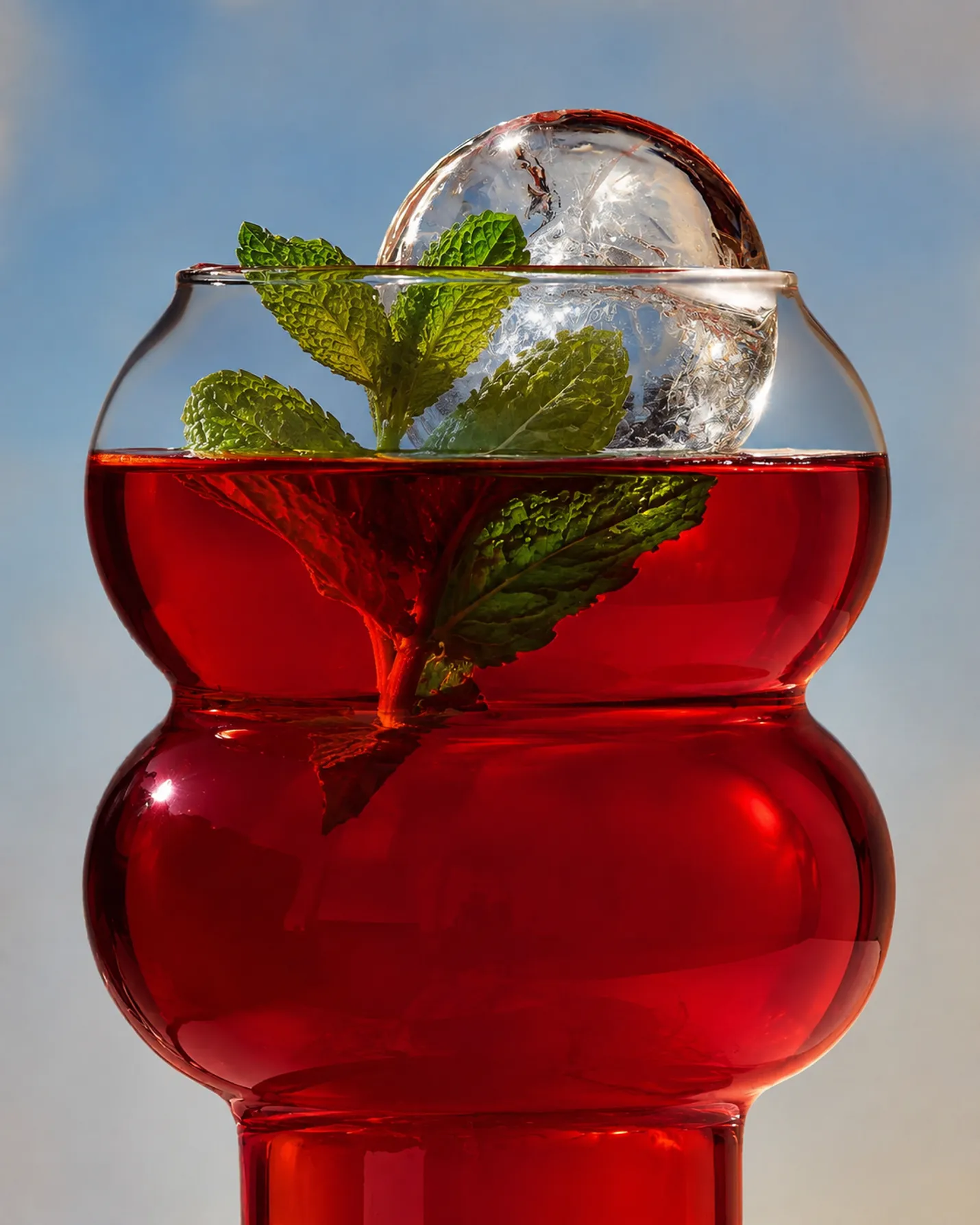 Bouteille Hibiscus Menthe au bord d'une piscine