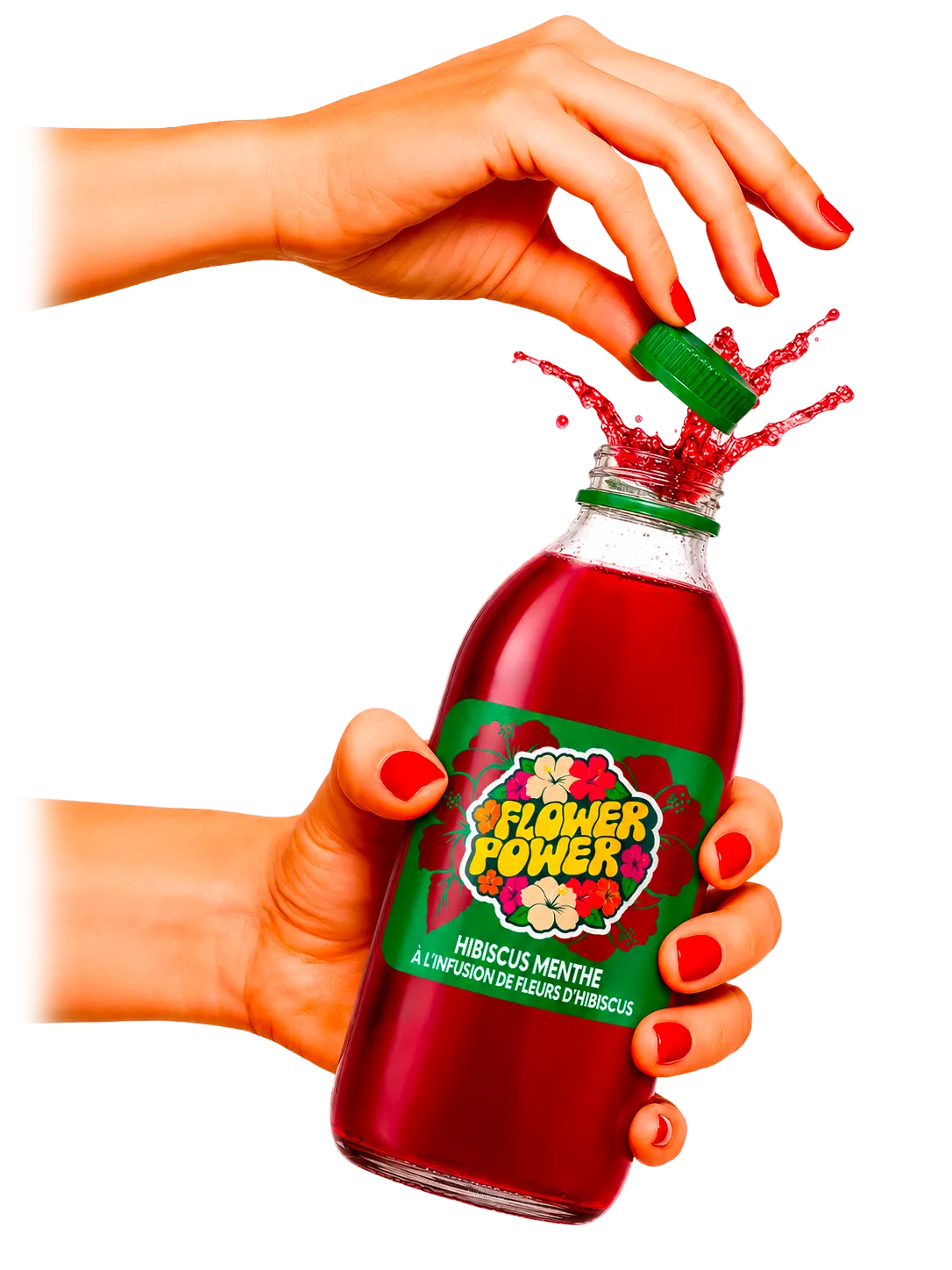 Ouverture d'une bouteille Hibiscus Menthe