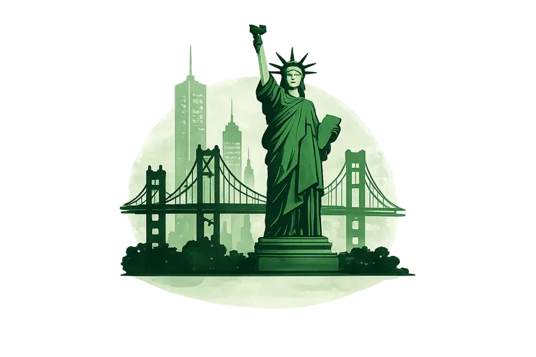 Statue de la Liberté et skyline des États-Unis